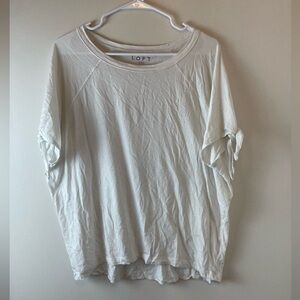 LOFT White T-Shirt with Ties on Sleeves, Circa 2010s, Size L